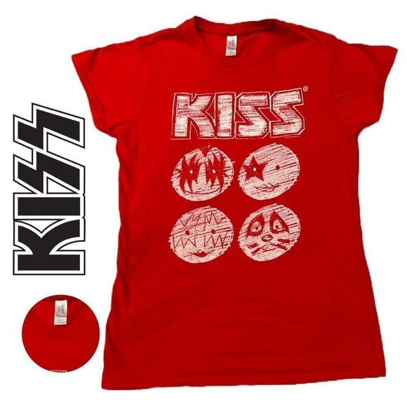 KISS Ladies Red Short Sleeve Tee by Gildan‎ - Size L - Picture 1 of 1